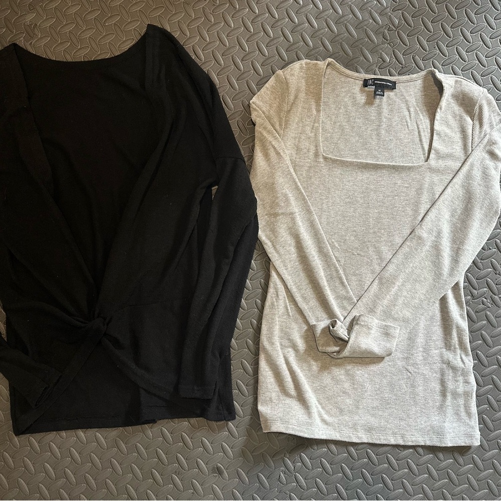 Black and Gray Long Sleeve Tops